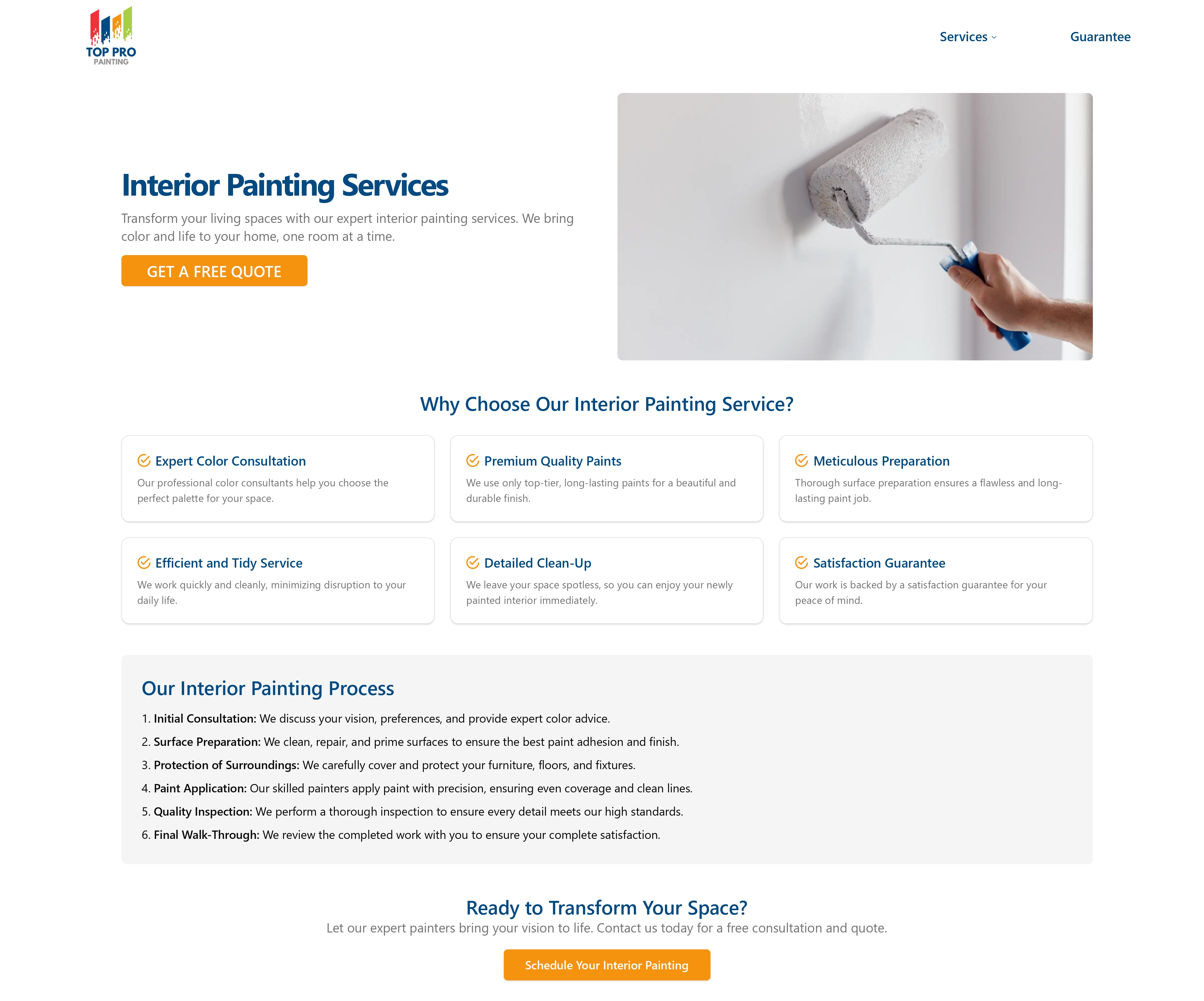 top pro service page